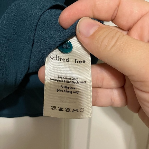 Wilfred Free‎ Button Front Blouse Front Tie Rayon Green Sz XXS Lightweight - Picture 4 of 8